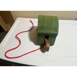 Vintage Wooden‎ Pulley Toy with Red Rope for Kids Educational Play